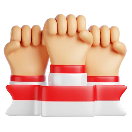 Hand Holding Indonesian Flag  3D Icon