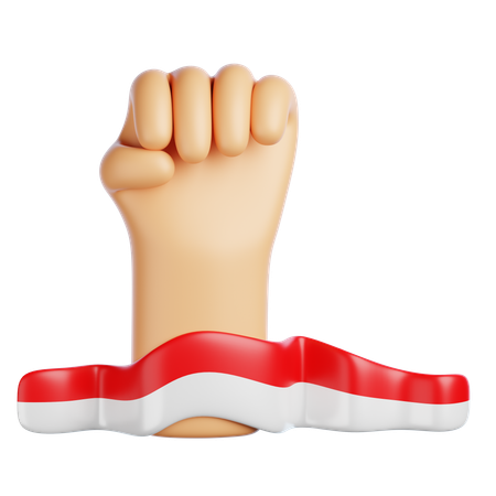 Hand Holding Indonesian Flag  3D Icon