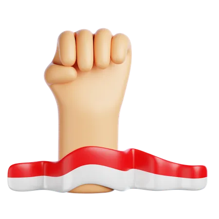 Hand Holding Indonesian Flag  3D Icon