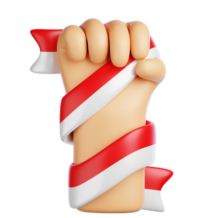 Hand Holding Indonesian Flag  3D Icon