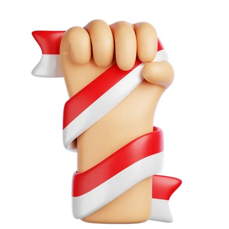 Hand Holding Indonesian Flag  3D Icon