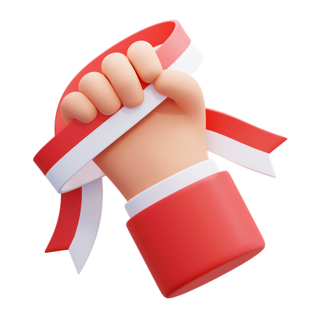 Hand Holding Indonesian Flag  3D Icon