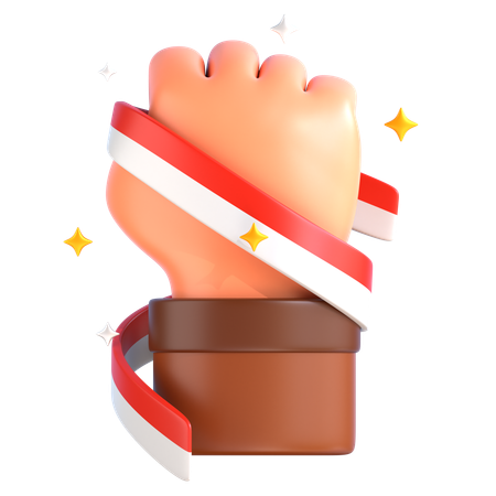 Hand Holding Indonesian Flag  3D Icon