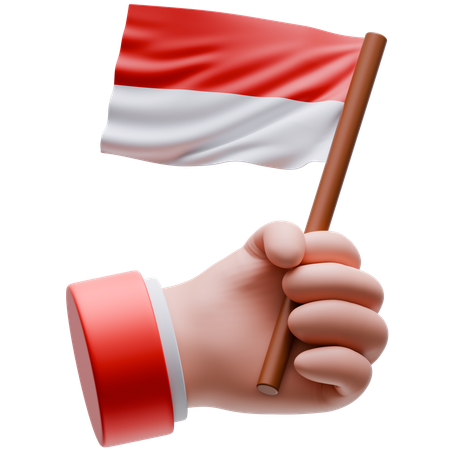 Hand Holding Indonesian Flag  3D Icon