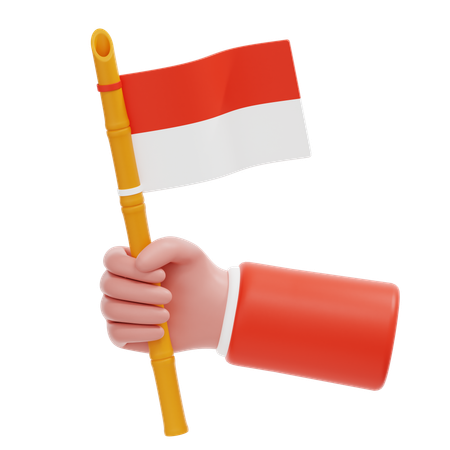 Hand Holding Indonesian Flag  3D Icon