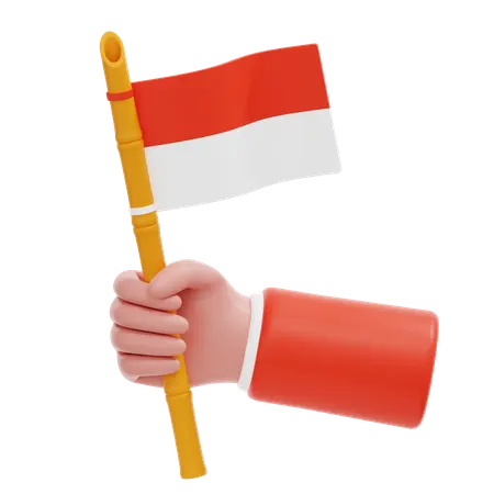 Hand Holding Indonesian Flag  3D Icon