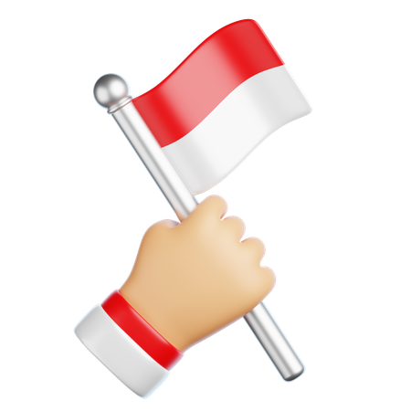 Hand Holding Indonesian Flag  3D Icon