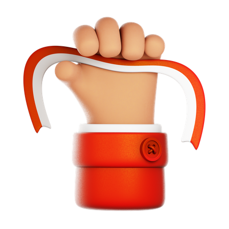 Hand Holding Indonesian Flag  3D Icon