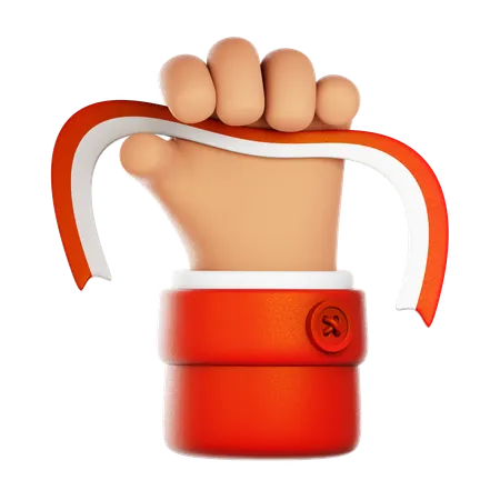 Hand Holding Indonesian Flag  3D Icon