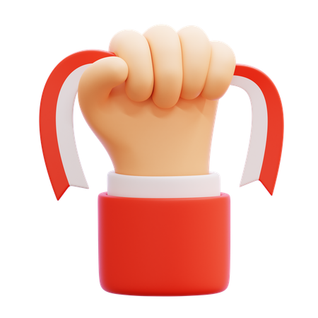 Hand Holding Indonesian Flag  3D Icon