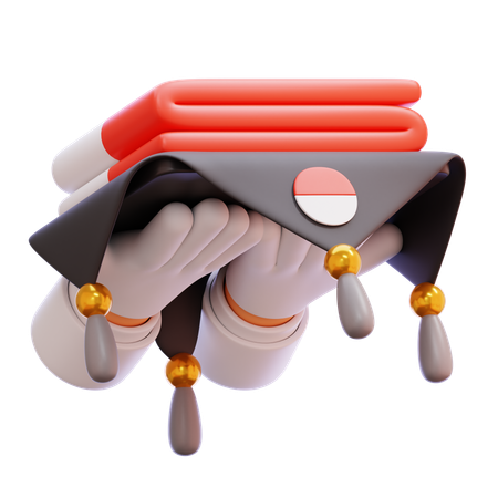 Hand Holding Indonesian Flag  3D Icon