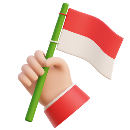 Hand Holding Indonesian Flag  3D Icon