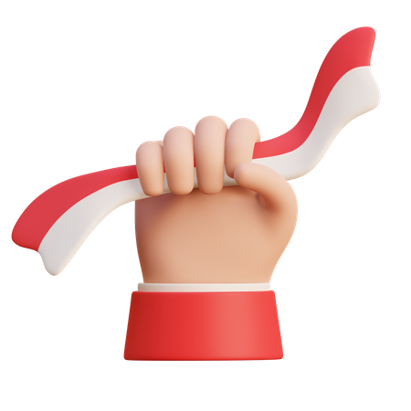 Hand Holding Indonesian Flag  3D Icon