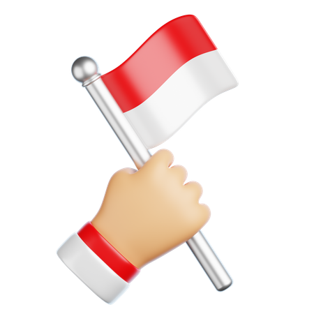 Hand Holding Indonesian Flag  3D Icon