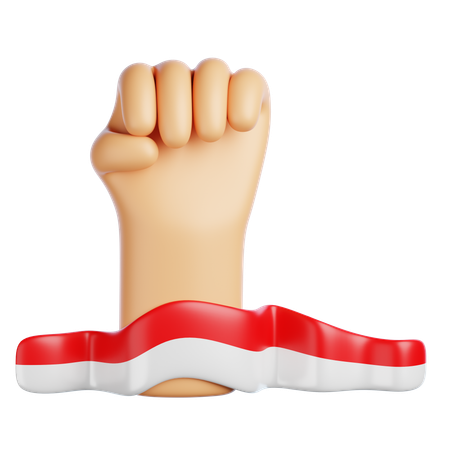 Hand Holding Indonesian Flag  3D Icon