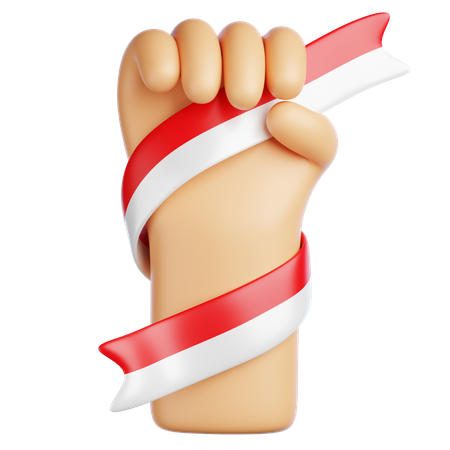 Hand Holding Indonesian Flag  3D Icon