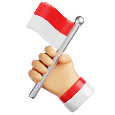 Hand Holding Indonesian Flag  3D Icon