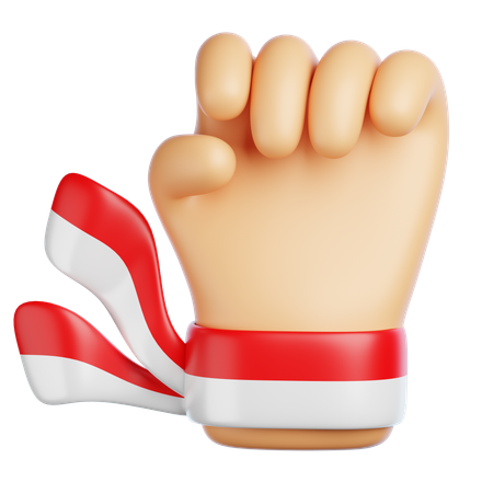 Hand Holding Indonesian Flag  3D Icon