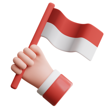 Hand holding indonesian flag  3D Icon