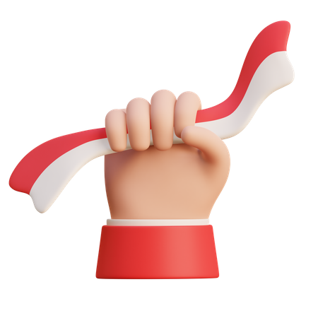 Hand Holding Indonesian Flag 3D Icon