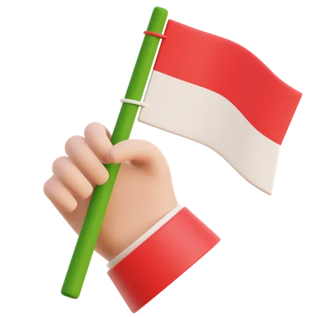 Hand Holding Indonesian Flag 3D Icon