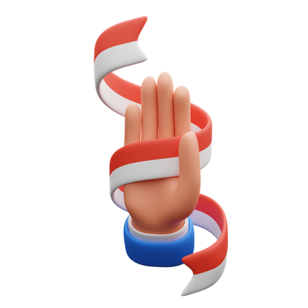 Hand Holding Indonesian Ribbon  3D Icon