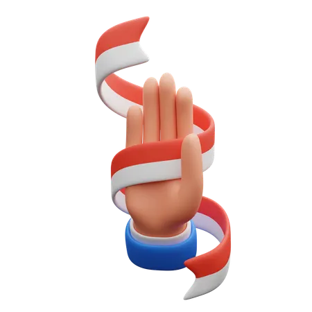 Hand Holding Indonesian Ribbon  3D Icon