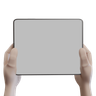 hand holding ipad 3d logo