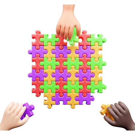 Hand Holding Jigsaw  3D Icon