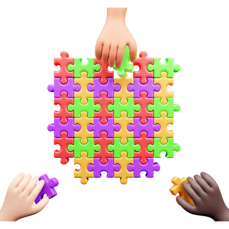 Hand Holding Jigsaw  3D Icon