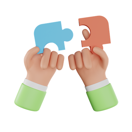 Hand Holding Jigsaw  3D Icon