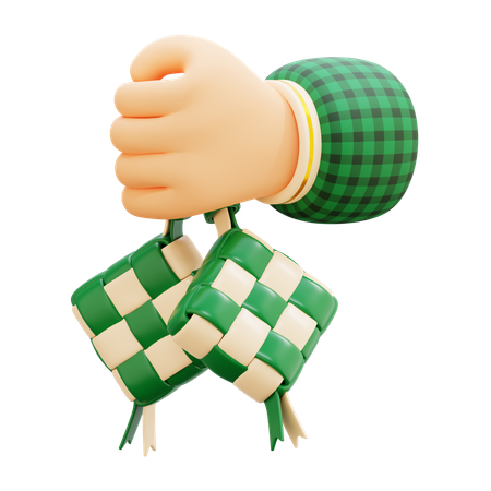 Hand Holding Ketupat  3D Icon