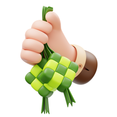 Hand Holding Ketupat  3D Icon