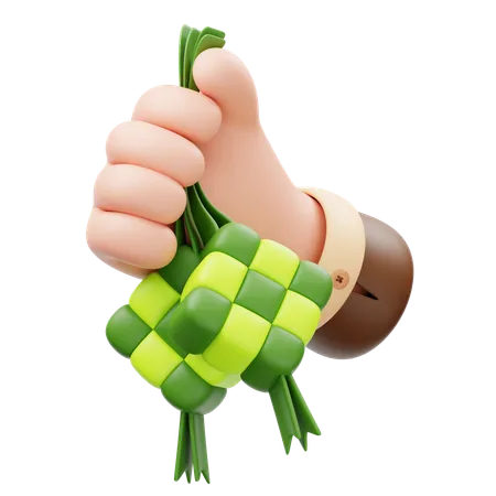 Hand Holding Ketupat  3D Icon