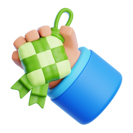 Hand Holding Ketupat  3D Icon