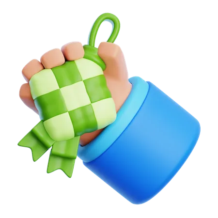 Hand Holding Ketupat  3D Icon