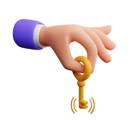 Hand holding key  3D Icon