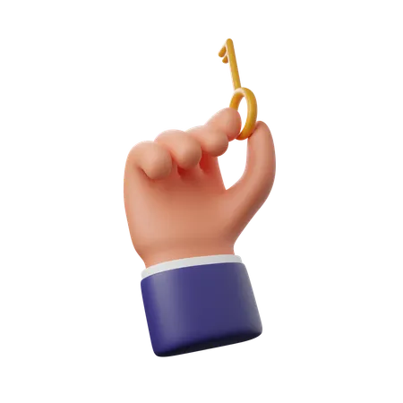 Hand holding key  3D Icon