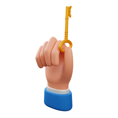 Hand holding key  3D Icon