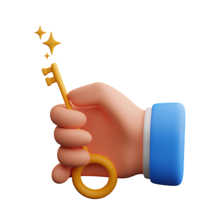 Hand holding key  3D Icon