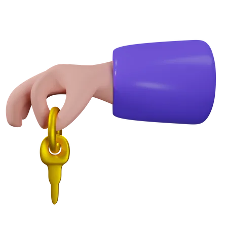 Hand Holding Key 3D Icon