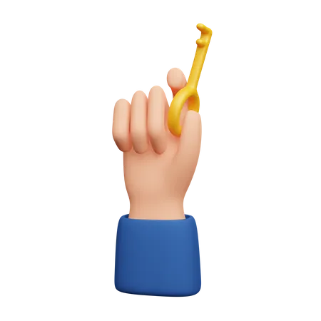 Hand Holding Key  3D Icon