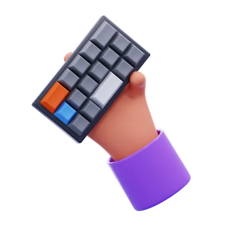 Hand holding keyboard  3D Icon