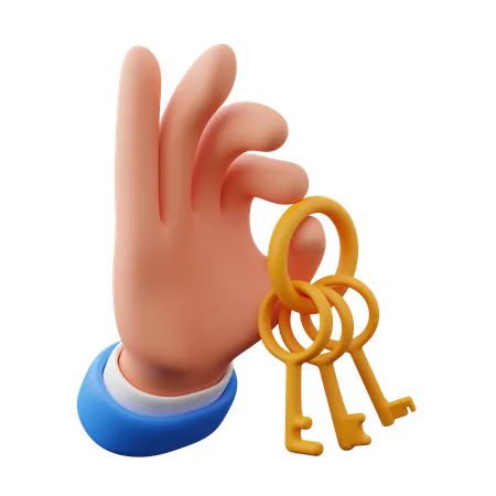 Hand holding keys  3D Icon