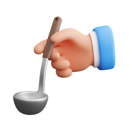 Hand Holding Ladle  3D Icon