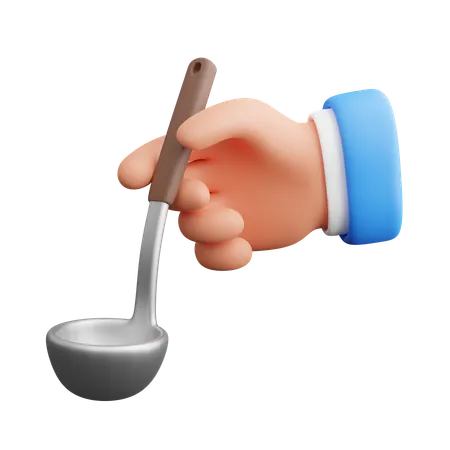 Hand Holding Ladle  3D Icon