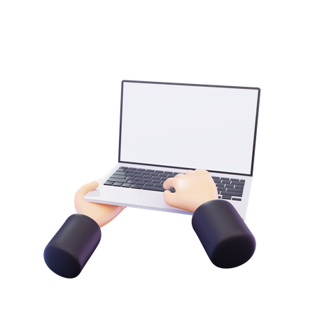 Hand Holding Laptop  3D Icon