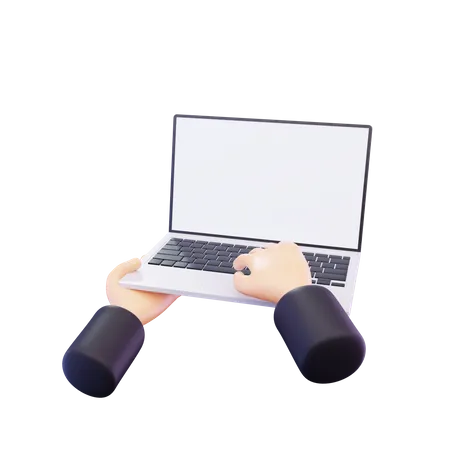 Hand Holding Laptop  3D Icon