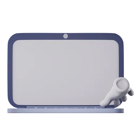 3 D Cartoon Hand Pressing Keyboard On Laptop Illustration 3D Icon