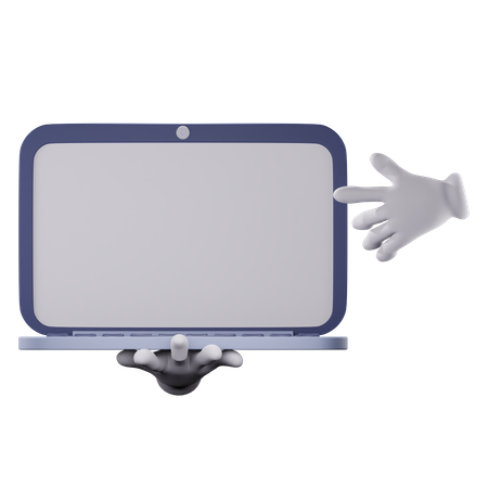 Hand Holding Laptop  3D Icon